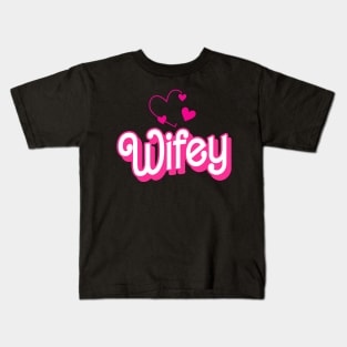 Funny Wifey Newlyweds Wife Gifts Womens Funny Wife Kids T-Shirt